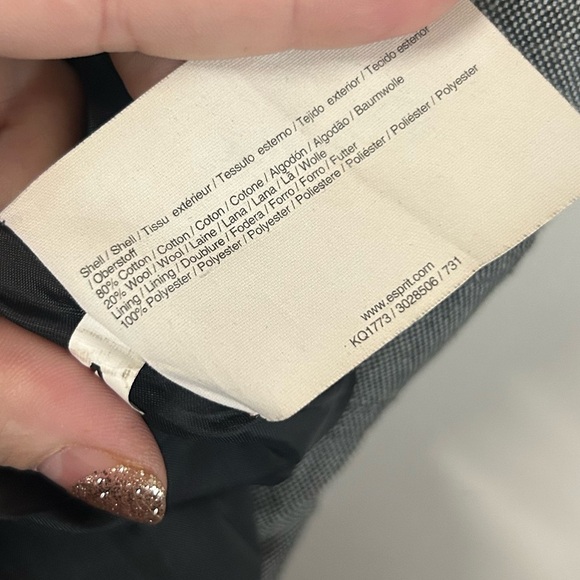 ESPRIT 90s/2000s Wool Tweed Pencil Midi Shift Dress Size 4 Career Grey Pockets - Picture 8 of 8